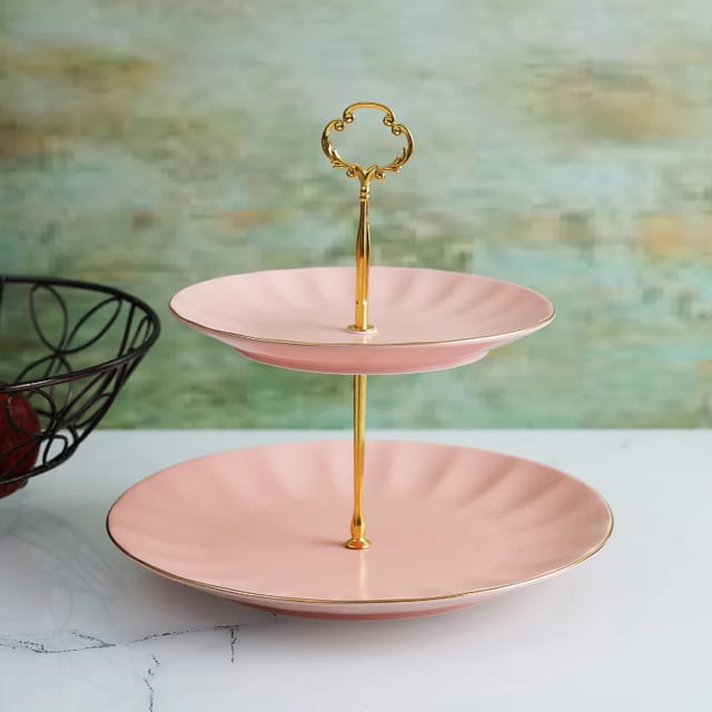 Elegant Ceramic Double Layer Platter | Multiple Colors