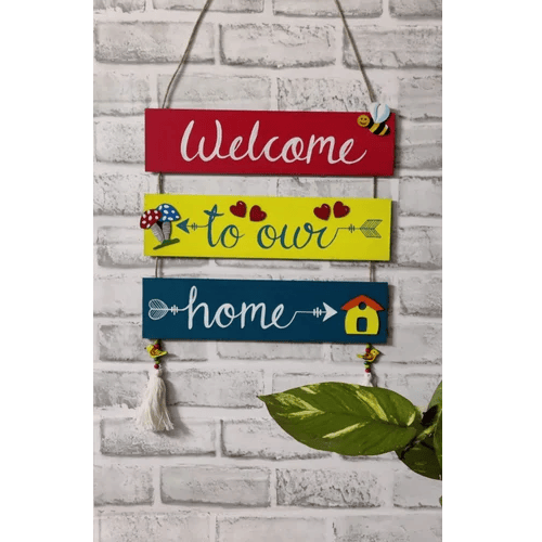 Multicolor Wood Welcome Home Wall Hanging, For Decoration