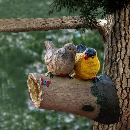 The Decorshed Birds on Wood Log for Garden